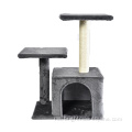 Jualan Besar Hanya 5.78 Dolar Grey Plush Kitten Wooden Houses Cat Climbing Scratching Post
